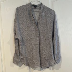 Like new Vince Multicolored Silk Satin Band-Collar Blouse - Size M